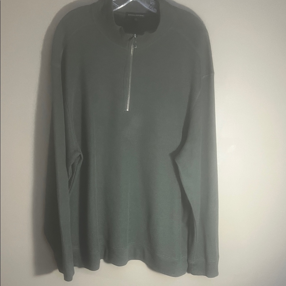 Banana Republic Men's Olive Zip-Up Sweater